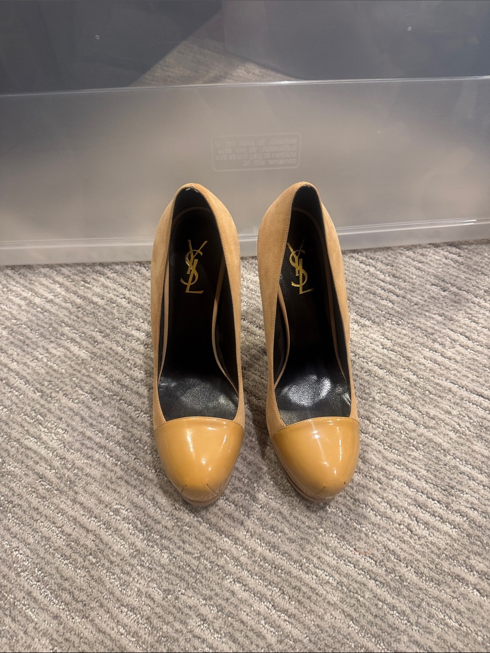 Saint Laurent Tan Suede Pumps with Patent Cap Toe 41 - Picture 2 of 6